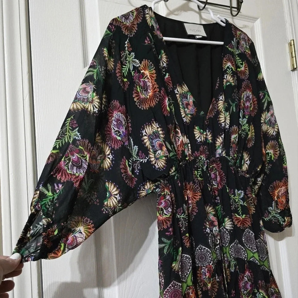 ALEXIS Holli Tapestry Print Mini Dress, Boho Peasant Dress w/Tassle Ties, EUC! - Picture 4 of 16